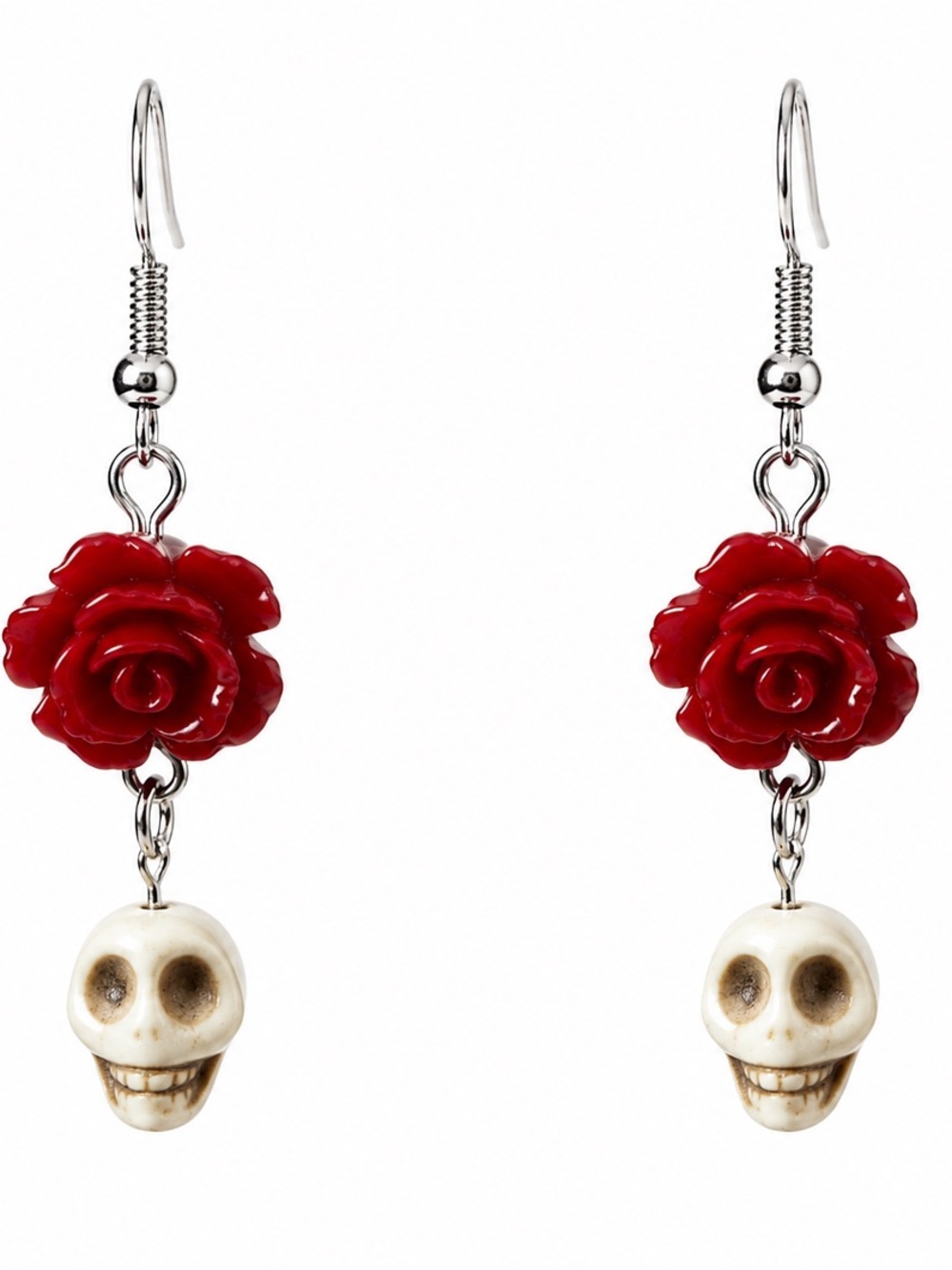 Stone Skull with Floral Earrings